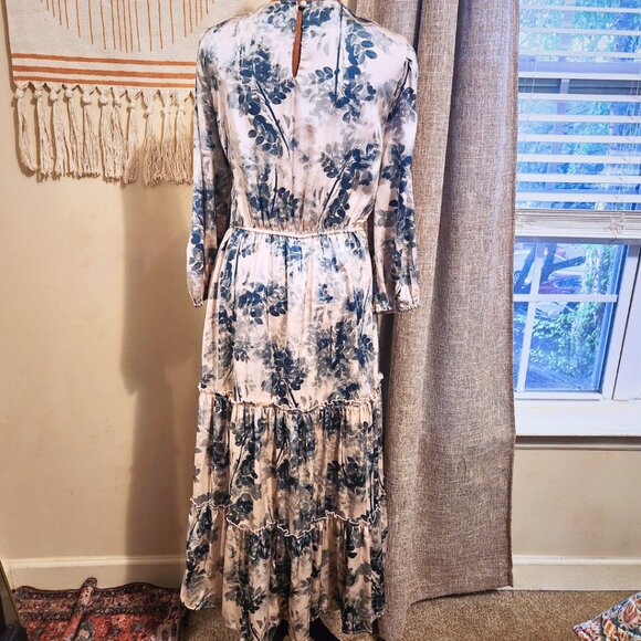 Hayden Los Angeles Blue and Ivory Maxi Dress | Winter Toned Boho | Size M - Picture 3 of 11